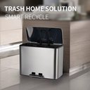 Ver imagem 2 de Lixeira Tripla para Coleta Seletiva em Inox, 30 Litros, Gigante, 3 Cestos de Lixo, Ideal para Cozinh