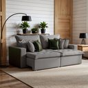Ver imagem 1 de Sofá Cama Casal Retrátil 4 Lugares Linho Siena 200cm Cinza Cinza/Verde