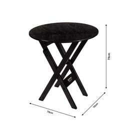 Mesa Redonda 70cm Dobrável em Madeira Maciçapara Bar e Restaurante - Preto - 2
