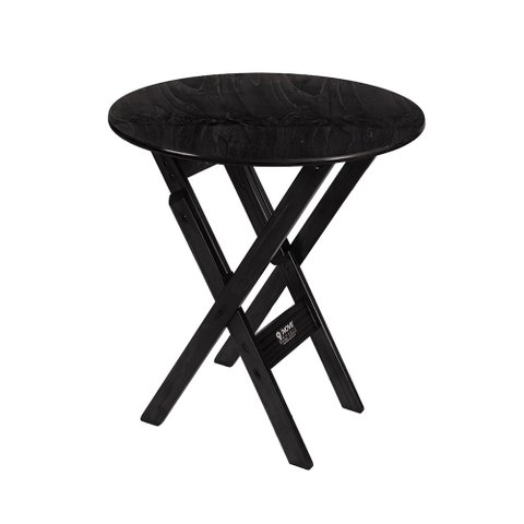 Mesa Redonda 70cm Dobrável em Madeira Maciçapara Bar e Restaurante - Preto