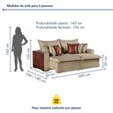 Ver imagem 4 de Sofá Cama Casal Retrátil 4 Lugares Linho Siena 200cm Bege Bege/Marrom