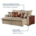 Ver imagem 5 de Sofá Cama Casal Retrátil 4 Lugares Linho Siena 200cm Bege Bege/Marrom