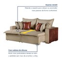 Ver imagem 7 de Sofá Cama Casal Retrátil 4 Lugares Linho Siena 200cm Bege Bege/Marrom