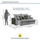 Ver imagem 4 de Sofá Retrátil 2 Lugares 220cm Siena Linho 