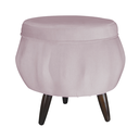 Ver imagem 4 de Conjunto Poltrona Estofada Com Puff Sala de Estar Pétala Suede Rose - LM DECOR