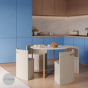 Ver imagem 2 de Conj. Compacto Sala de Jantar Pixel - Mesa Redonda C/ 4 Cadeiras Estofadas