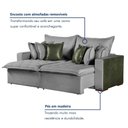 Ver imagem 5 de Sofá Cama Retrátil 5 Lugares Linho Siena 280cm Cinza/Verde