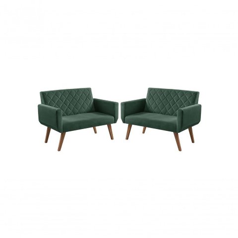 Kit 2 Poltronas 2 Lugares Braço Anabelle Unidecor Verde