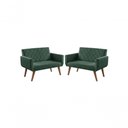 Ver imagem 1 de Kit 2 Poltronas 2 Lugares Braço Anabelle Unidecor Verde