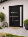 Ver imagem 2 de Porta Pivotante Alumínio Preto Lambril c/Visor Lateral e Friso Px 100cm Maxx - 230x100 "e"