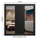 Ver imagem 3 de Guarda-Roupa Casal Madesa Lyon Plus 3 Portas de Correr com Espelhos 4 Gavetas Preto Cor:Preto