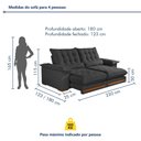 Ver imagem 4 de Sofá Retrátil e Reclinável Molas Ensacadas 3 Lugares 230cm Istambul Yescasa Cinza