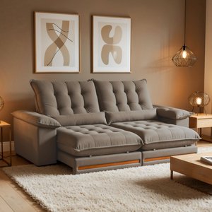 Sofá Retrátil e Reclinável 3 Lugares 250cm Istambul