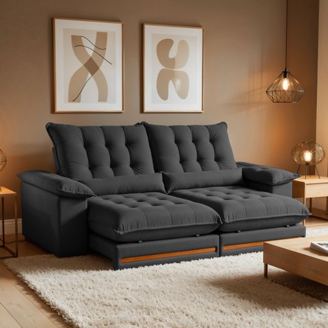 Sofá Retrátil e Reclinável Molas Ensacadas 3 Lugares 250cm Istambul