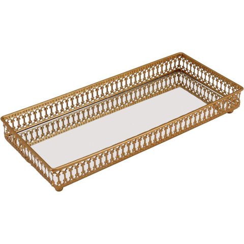 Zaree Bandeja 4x30x13cm Metal Dourado Espelhado