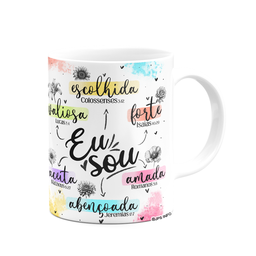 Caneca Amor e Fé - Eu Sou - 325ml Branca - 2