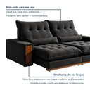 Ver imagem 5 de Sofá Retrátil e Reclinável 3 Lugares Veludo Ripado Santorini 230cm Cinza