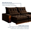 Ver imagem 5 de Sofá Retrátil e Reclinável 3 Lugares Veludo Ripado Santorini 230cm Marrom