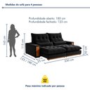Ver imagem 3 de Sofá Retrátil e Reclinável 3 Lugares Ripado Veludo Santorini 230cm Preto