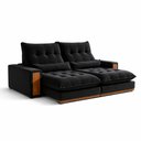 Ver imagem 2 de Sofá Retrátil e Reclinável 3 Lugares Ripado Veludo Santorini 230cm Preto