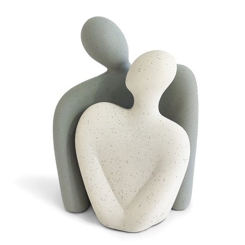 Escultura Casal União Decorativo em Cerâmica 21x17cm