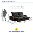 Ver imagem 3 de Sofá Retrátil e Reclinável 3 Lugares 250cm Santorini Cinza