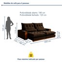 Ver imagem 3 de Sofá Retrátil e Reclinável 4 Lugares Ripado Veludo Santorini 250cm Marrom