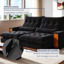 Ver imagem 5 de Sofá Retrátil e Reclinável 4 Lugares Ripado Veludo Santorini 250cm Preto