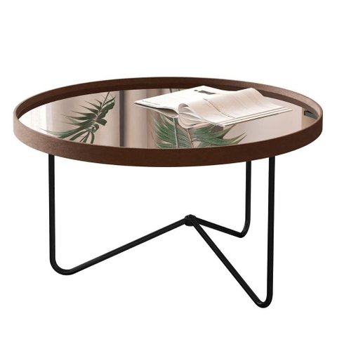 Mesa de Centro Alamanda Sala Espelhada com Pés Metálicos Castanho/preto