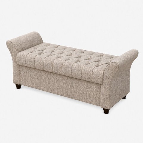 Puff Baú 140cm Charles Linho Nobre Bege - Sallar Home