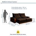 Ver imagem 3 de Sofá Retrátil e Reclinável 4 Lugares 290cm Santorini