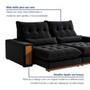 Ver imagem 7 de Sofá Retrátil e Reclinável 4 Lugares Veludo Molas Ensacadas Santorini 290cm Preto