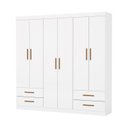 Ver imagem 3 de Guarda-Roupa 6 Portas 4 Gavetas Infantil Perola Branco