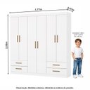 Ver imagem 5 de Guarda-Roupa 6 Portas 4 Gavetas Infantil Perola Branco