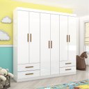 Ver imagem 1 de Guarda-Roupa 6 Portas 4 Gavetas Infantil Perola Branco