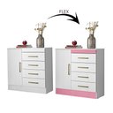 Ver imagem 3 de Cômoda Sapateira 4290 01 Porta 04 Gavetas Montevidéu Branco Rosa Flex Demóbile