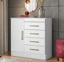 Ver imagem 1 de Cômoda Sapateira 4290 01 Porta 04 Gavetas Montevidéu Branco Rosa Flex Demóbile