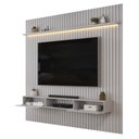 Ver imagem 3 de Painel Trento 250 Ripado com Bancada com LED com Mesa de Centro Lina e Cleia Bali Bali Dj-Móveis