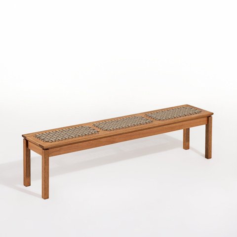 Banco em Madeira 180x37cm Linha Traço Bege/Stain Jatobá/Rami