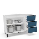 Ver imagem 3 de Balcão para Pia 120 Cm 2 Portas 3 Gavetas Meena Branco Azul Politorno Móveis