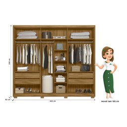 Roupeiro Casal 6 Portas 4 Gavetas Araguaia - Moval:freijó - 7