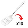Combo 10 Espátula para Fritura e Chapa Aço Inox Vazada 21cm - 1