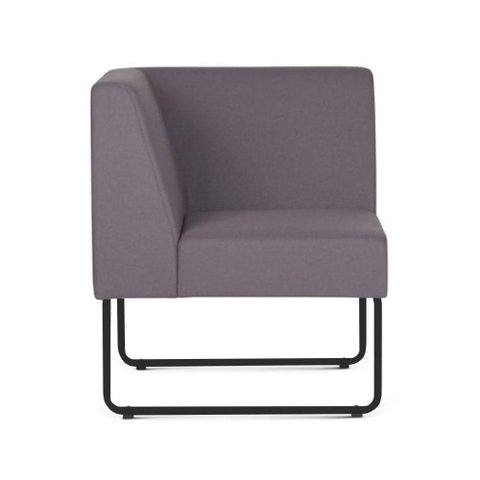 Poltrona Modular Pix com Braco Individual Assento Courino Cinza Escuro Base Aco Preto - 55340