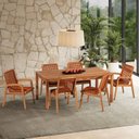Ver imagem 2 de Conjunto 2 Cadeiras em Madeira Linha Traço Corda Laranja/Stain Jatobá/Ocre