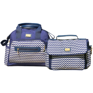 Kit Bolsas Maternidade Griff Baby Style Chevron Azul Marinho