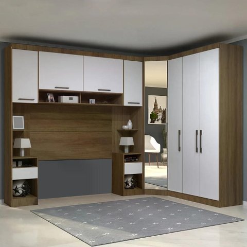 Guarda Roupa Queen Modulado Cp04 Delphi Avelã/branco L01 - Mpozenato