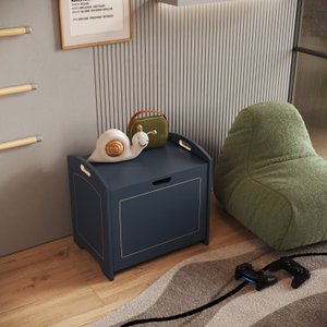 Baú Davi Retrô com Divisória Interna 100% Mdf 15cm Bp – 55cm X 51cm X 40cm Lxaxp