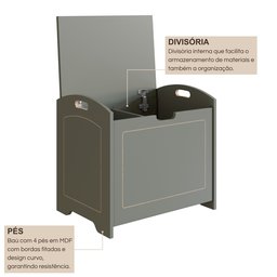 Baú Davi Retrô com Divisória Interna 100% Mdf 15cm Bp – 55cm X 51cm X 40cm Lxaxp - 8