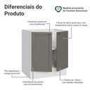 Ver imagem 3 de Balcão de Cozinha 70 cm 2 Portas (sem Tampo) Branco/Cinza Vik Madesa