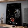Quadro Decorativo Motivacional Pantera com Coragem em Moldura Caixa Tacolado Papel de Parede Moldura - 1